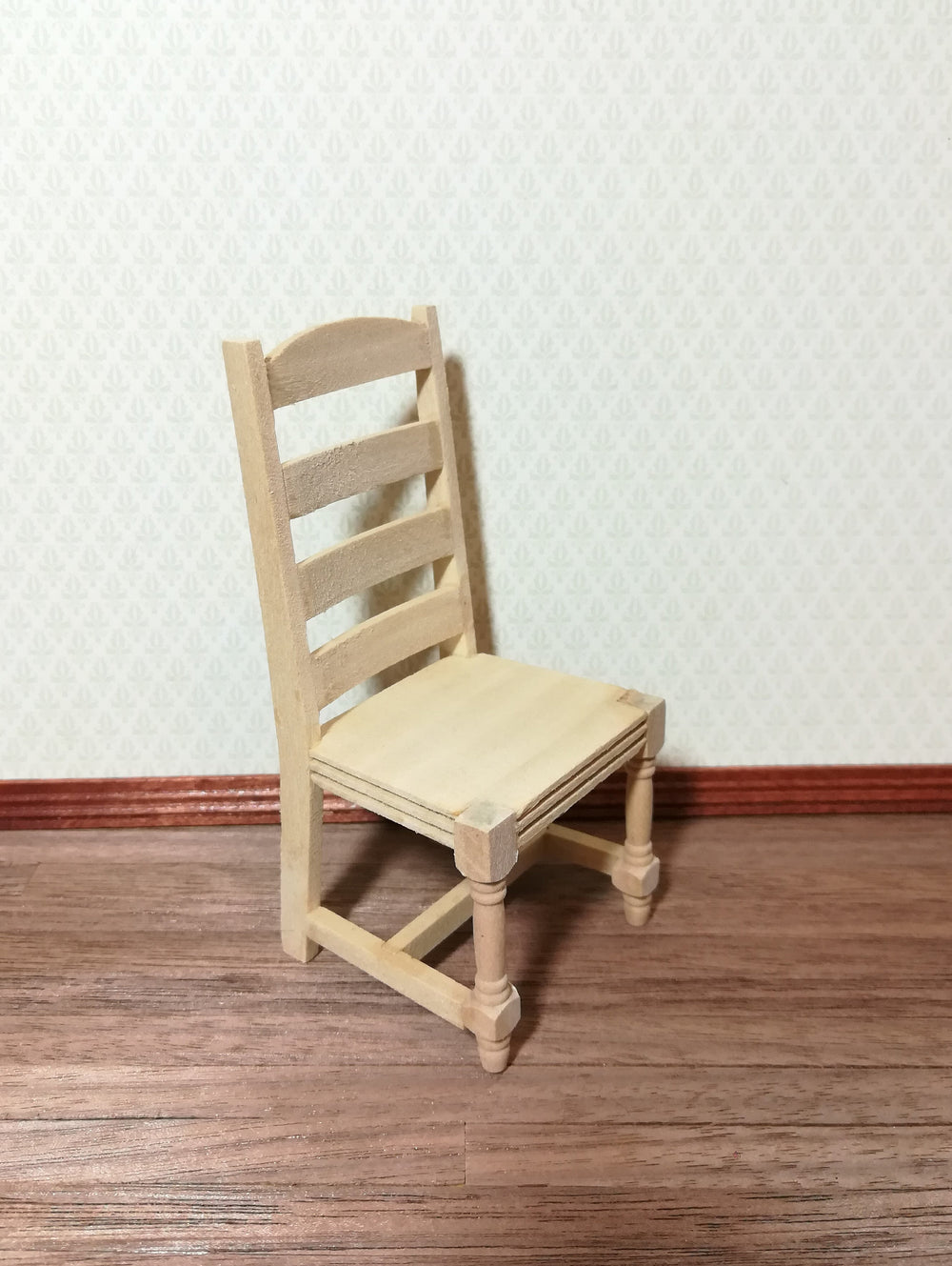 Dollhouse Miniature Chair Unpainted Ladderback for Kitchen or Dining Room 1:12