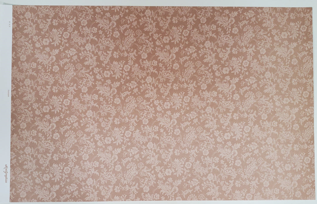 Dollhouse Wallpaper Beige Damask 3 Sheets MiniGraphics 1:12 Scale Miniature