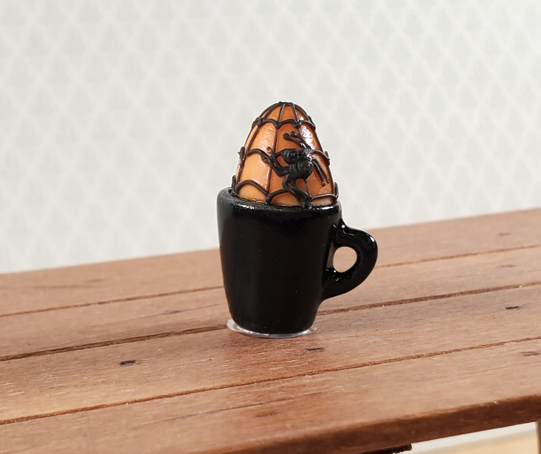 Dollhouse Halloween Cupcake Mug Dessert with Spider 1:12 Scale Miniature Food