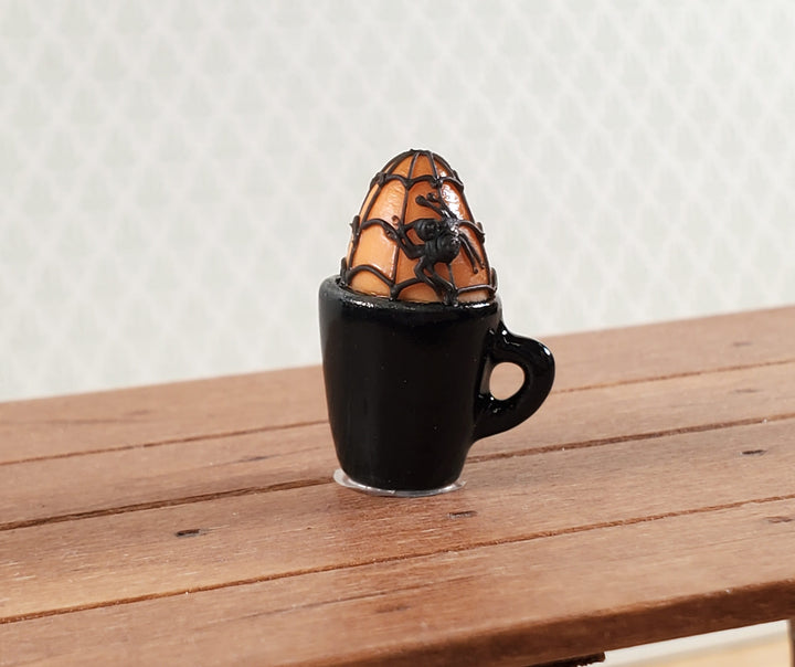 Dollhouse Halloween Cupcake Mug Dessert with Spider 1:12 Scale Miniature Food