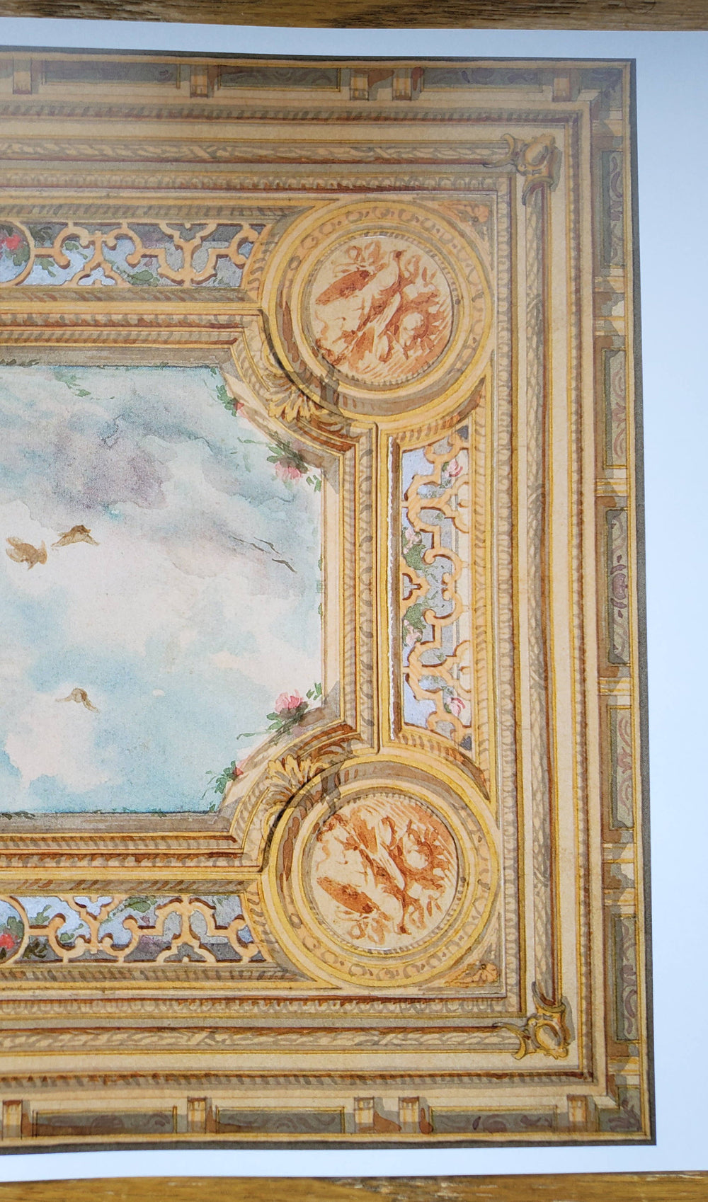 Dollhouse Ceiling Mural Wallpaper Sky Birds Painted Victorian 1:12 Scale Itsy Bitsy