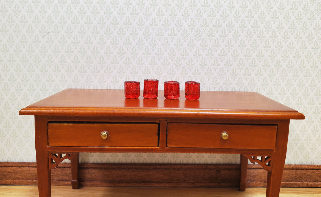 Dollhouse HALF SCALE Red Glass Cup x4 1:24 Miniature Glasses Kitchen
