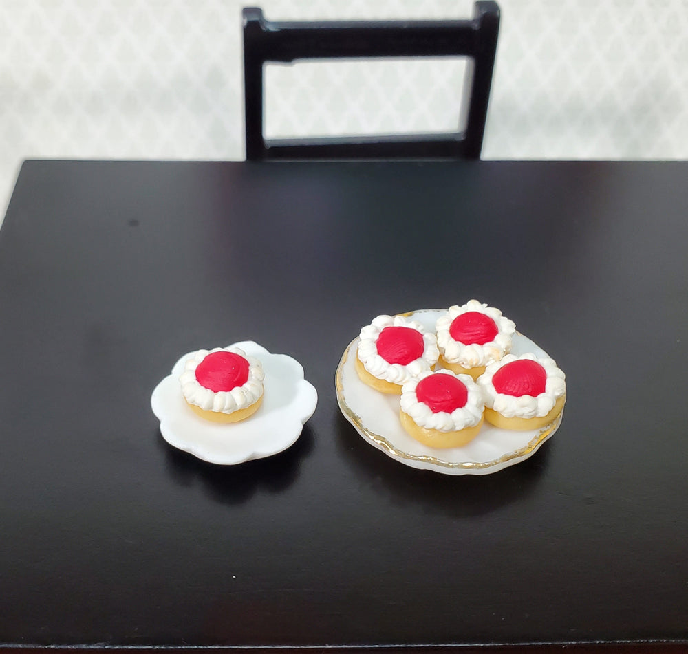 Dollhouse Donuts Pastries x5 Cherry Whipped Cream 1:12 Scale Miniature Food Dessert Bakery