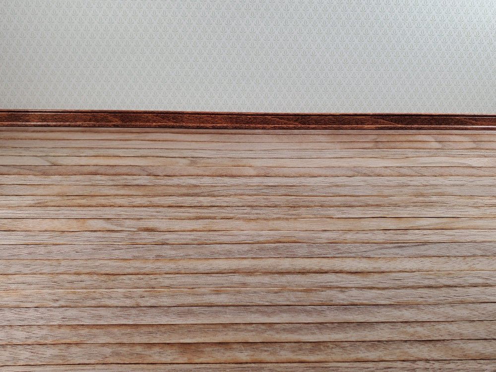 Dollhouse Wood Floor Weathered Dark Wide Planks 1:12 Scale 17" x 11" Flooring
