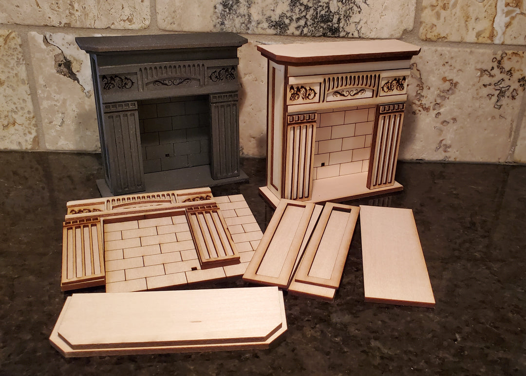 Dollhouse Fireplace KIT Victorian Style DIY 1:12 Scale Original Design Laser Cut