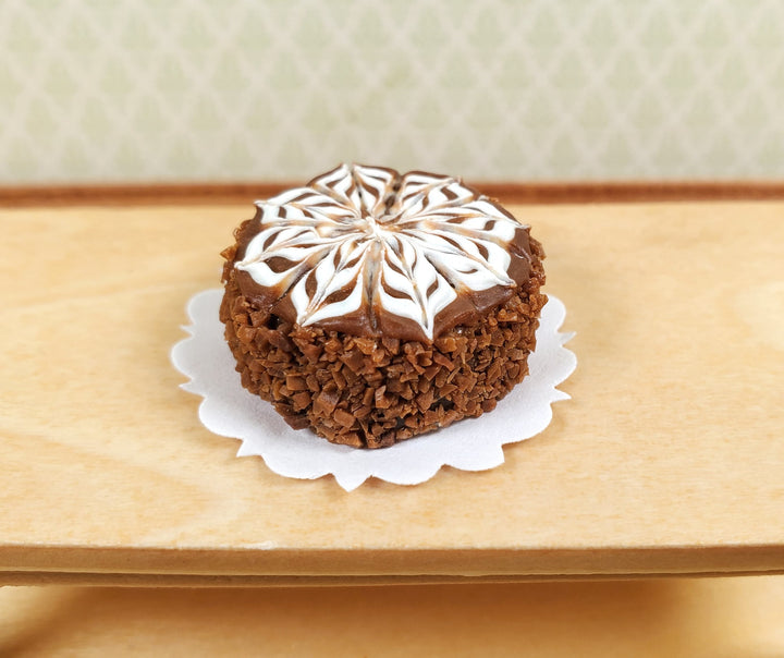 Dollhouse Chocolate Swirl Cake 1:12 Scale Miniature Food Prop Dessert Bakery