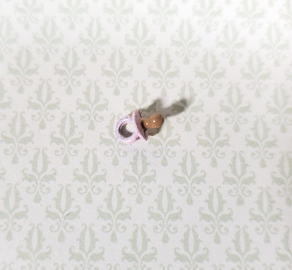 Dollhouse Miniature Baby Pacifier PINK 1:12 Scale Nursery Tiny Painted Metal