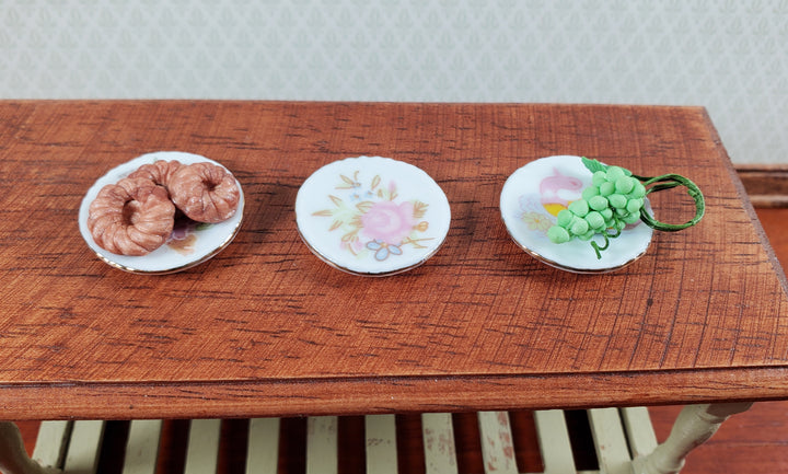 Dollhouse Decorative Plates Ceramic Floral & Swan Style 1:12 Scale Miniatures 1"