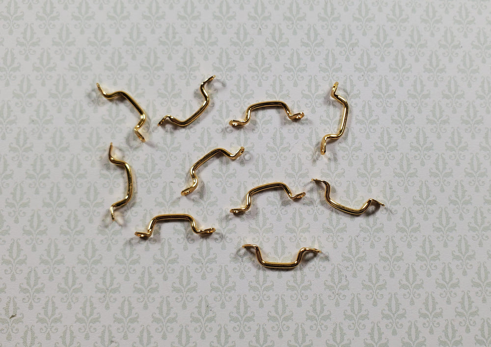 Dollhouse Window Handles or Drawer Pulls x10 Pcs Gold Plate Brass 1:12 Scale