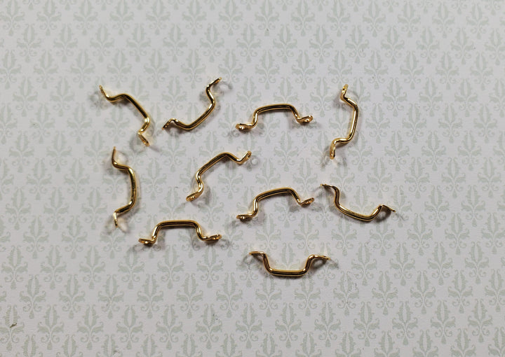 Dollhouse Window Handles or Drawer Pulls x10 Pcs Gold Plate Brass 1:12 Scale