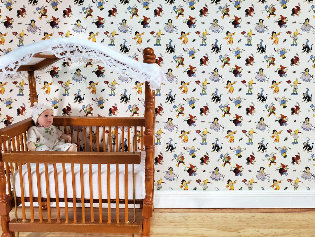 Dollhouse Wallpaper Nursery Room Characters Bradbury & Bradbury 1:12 Scale