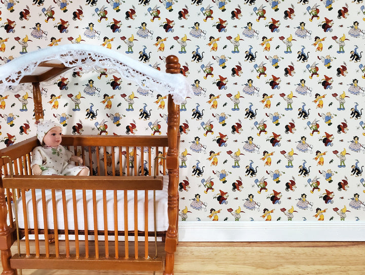 Dollhouse Wallpaper Nursery Room Characters Bradbury & Bradbury 1:12 Scale