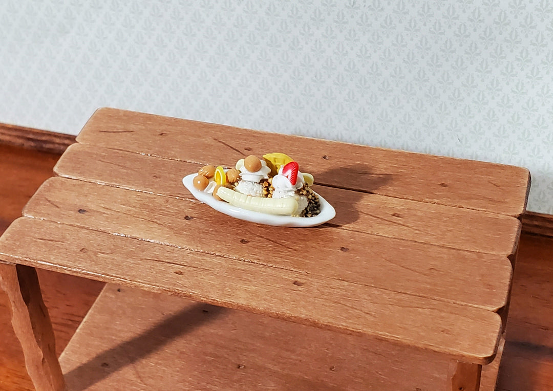Dollhouse Banana Split Ice Cream Sundae 2 Scoops LARGE Miniature Dessert Food