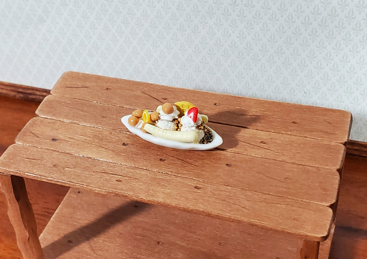 Dollhouse Banana Split Ice Cream Sundae 2 Scoops LARGE Miniature Dessert Food