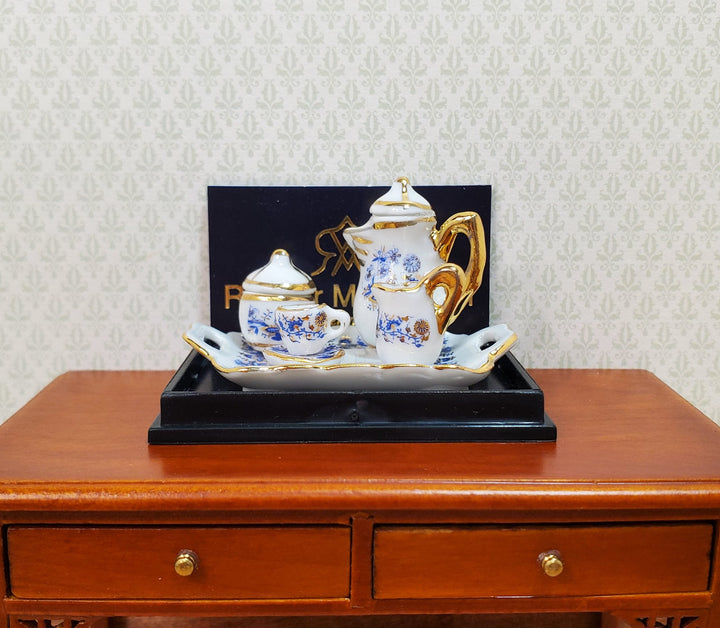Dollhouse Coffee for 1 Blue Onion Pattern Reutter Porcelain 1:12 Scale Miniature