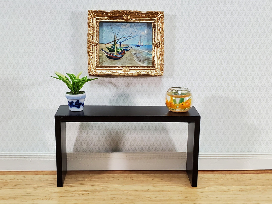 Dollhouse Console or Tall Sofa Table Modern Black 1:12 Scale Miniature Furniture