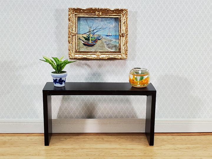 Dollhouse Console or Tall Sofa Table Modern Black 1:12 Scale Miniature Furniture
