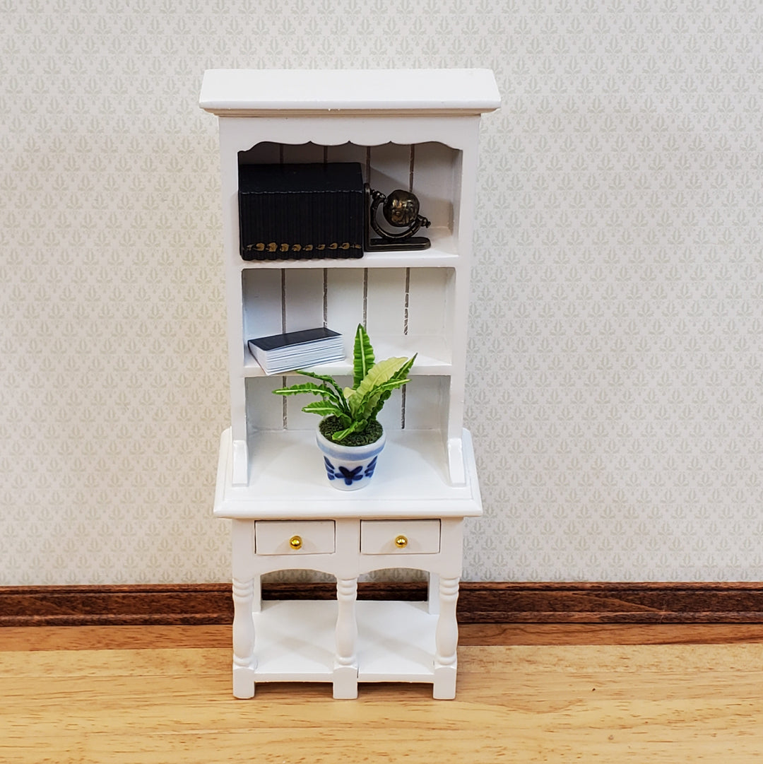 Dollhouse Kitchen Hutch with Pot Shelf 2 Drawer White 1:12 Scale Furniture