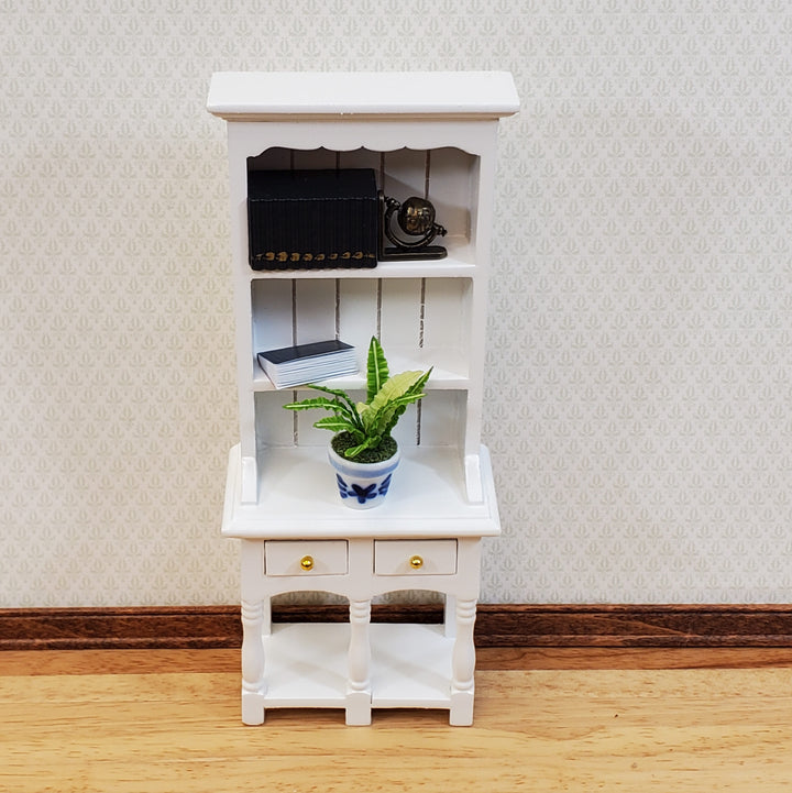 Dollhouse Kitchen Hutch with Pot Shelf 2 Drawer White 1:12 Scale Furniture