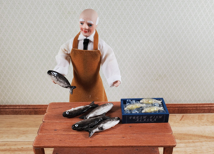 Miniature Fish Set of 5 for Dollhouse Seafood Grocer Grocery Store 1 3/8"