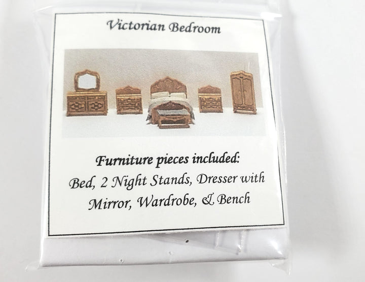 Dollhouse 1:144 Scale Furniture KIT DIY Victorian Bedroom Set Bed Dressers +