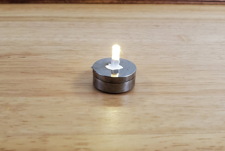 Dollhouse Miniature Battery Light Bulb on Shiny Black Chrome Base 1:12 Scale