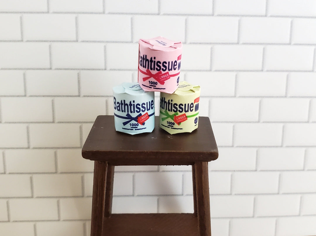 Dollhouse Miniature Toilet Paper Bath Tissue x3 1:12 Scale Bathroom