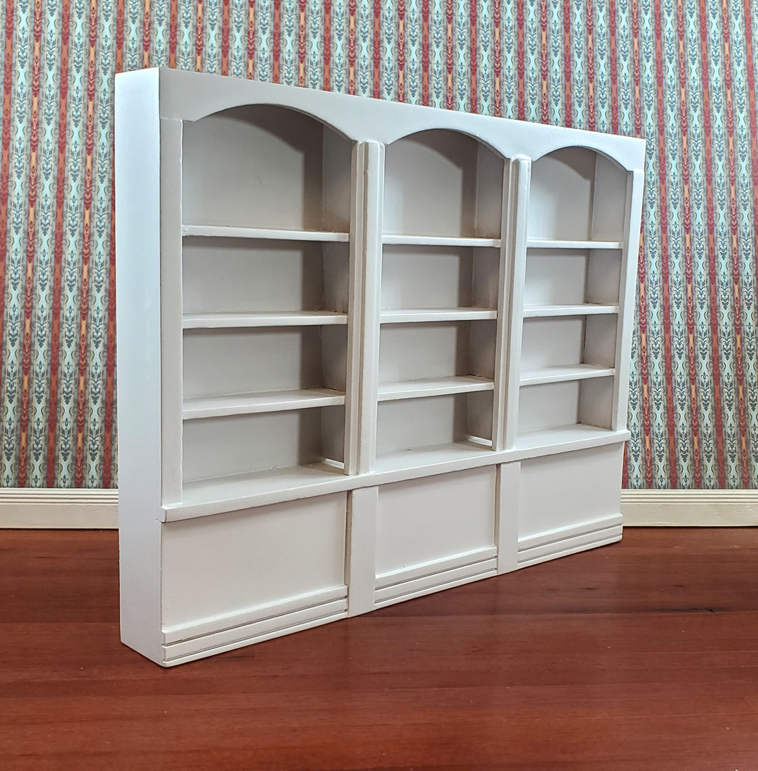 Dollhouse Bookshelf Miniature Bookcase Library Shelf 3 Bay WHITE 1:12 Scale Furniture