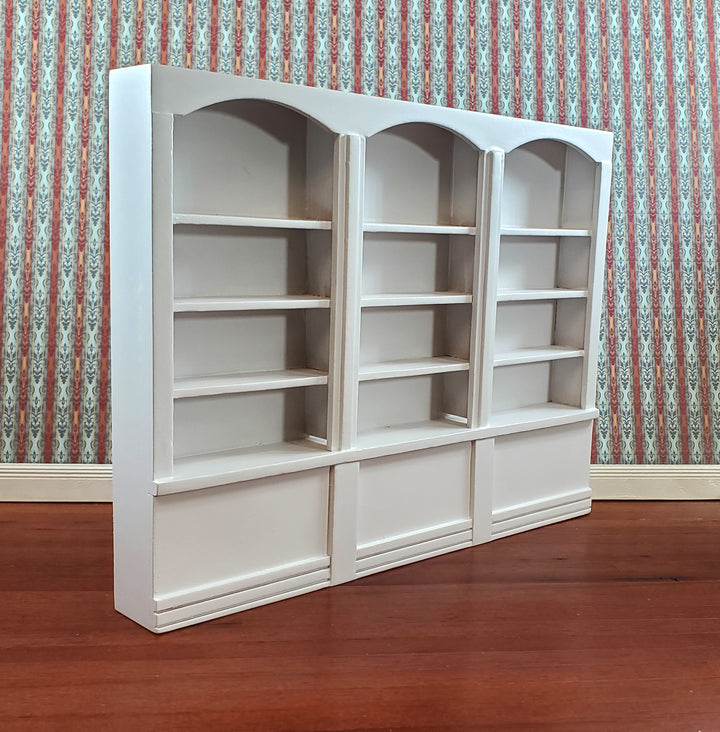 Dollhouse Bookshelf Miniature Bookcase Library Shelf 3 Bay WHITE 1:12 Scale Furniture