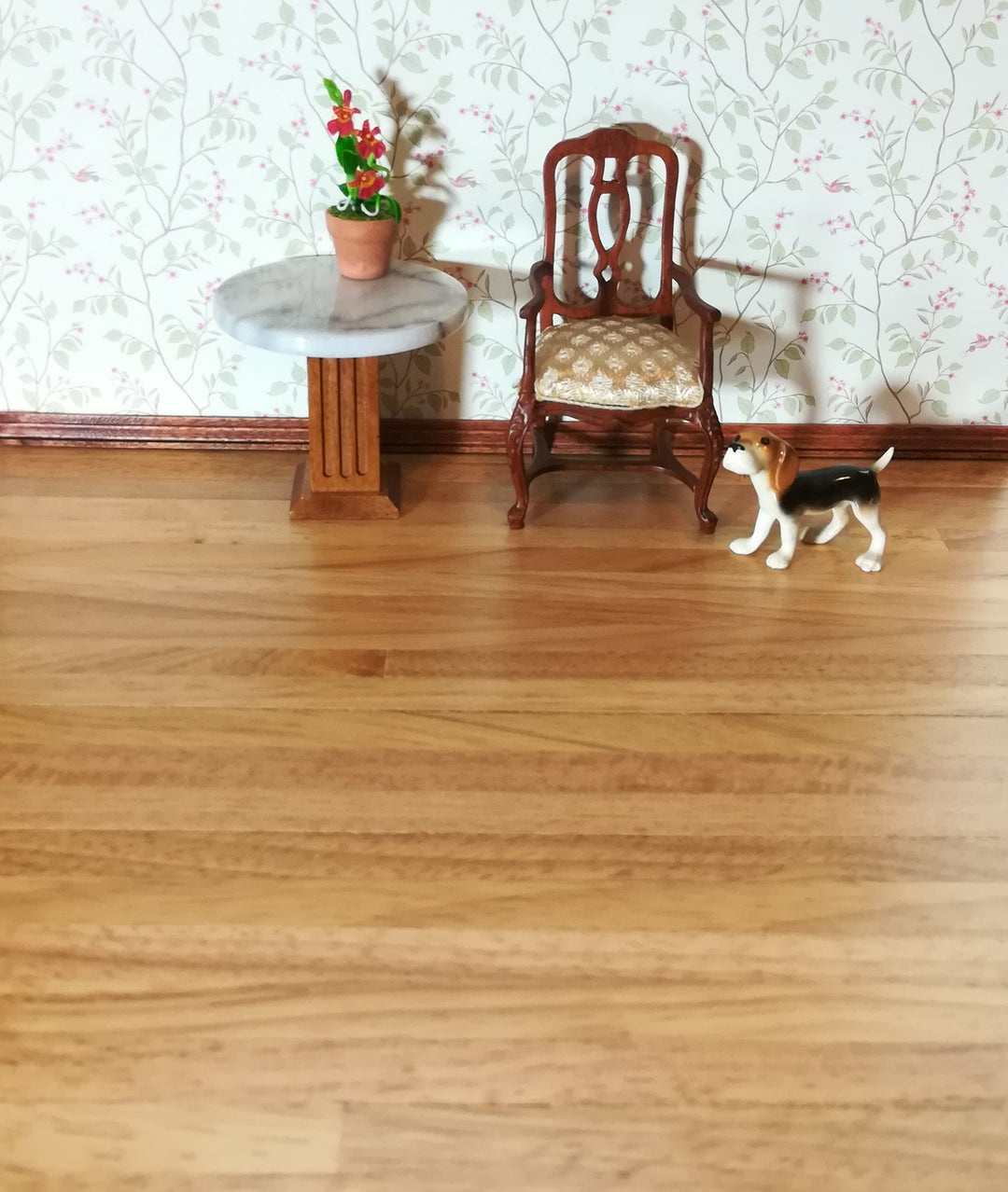 Dollhouse Miniature Wood Flooring Wide Planks Light Oak Gloss Finish 18" x 12"