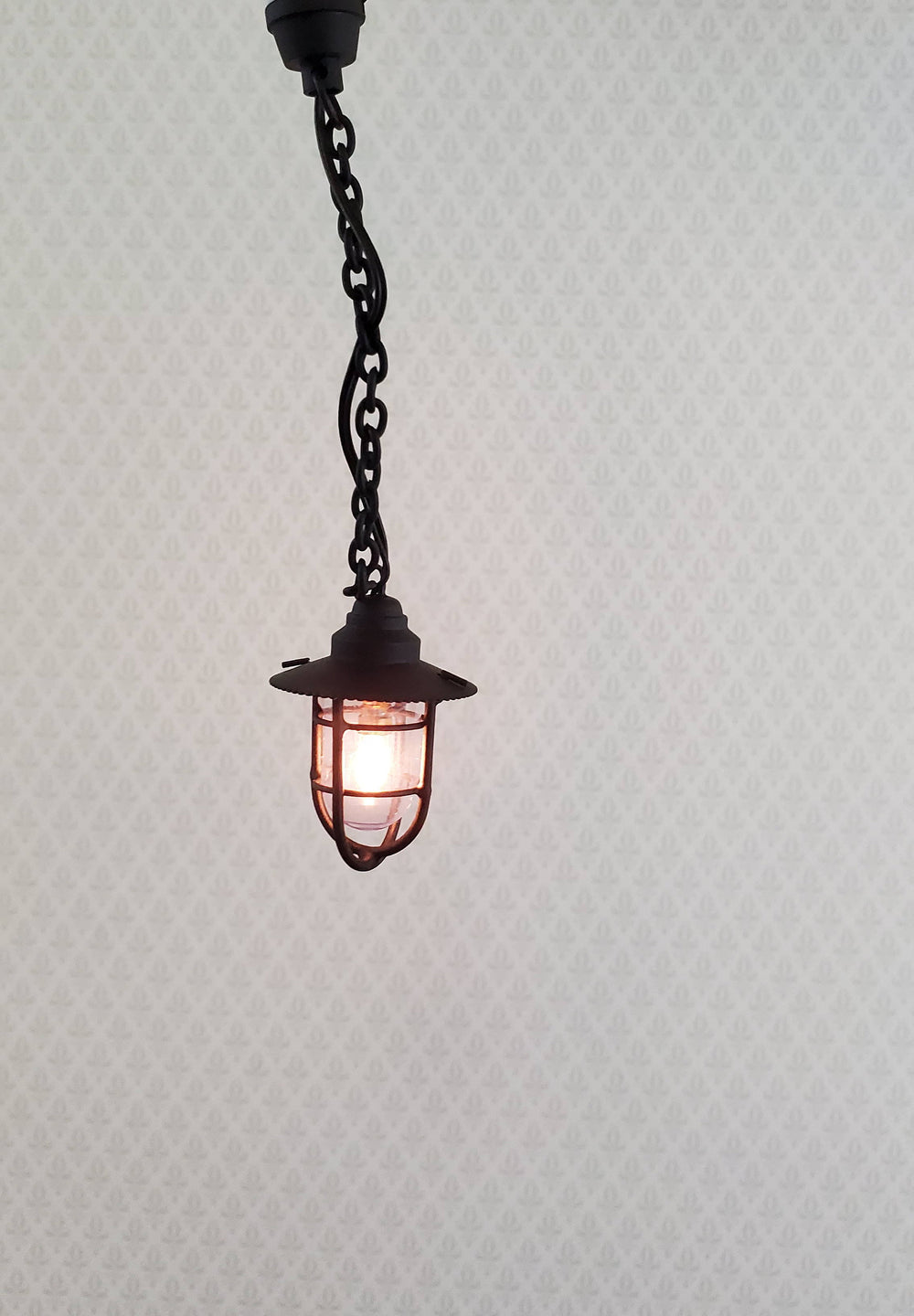 Dollhouse Miniature Hanging Lantern Light Black Vintage Style 12 Volt 1:12 Scale Lighting