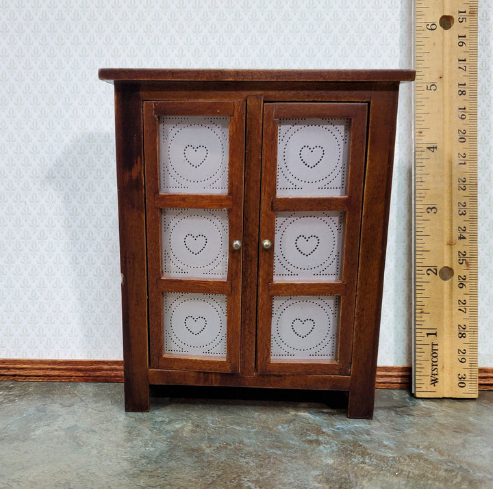 Dollhouse Pie Safe Fridge Dark Walnut Finish 1:12 Scale Miniature Wood Furniture Miniatures