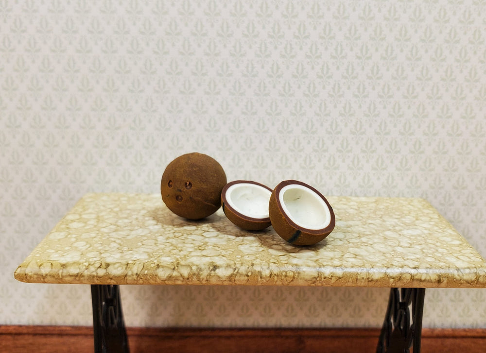 Dollhouse Coconuts 1 Whole 2 Halves1:12 Scale Miniature Food