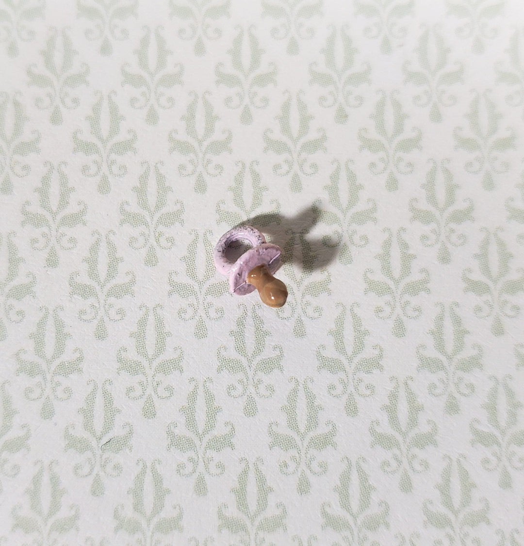 Dollhouse Miniature Baby Pacifier PINK 1:12 Scale Nursery Tiny Painted Metal