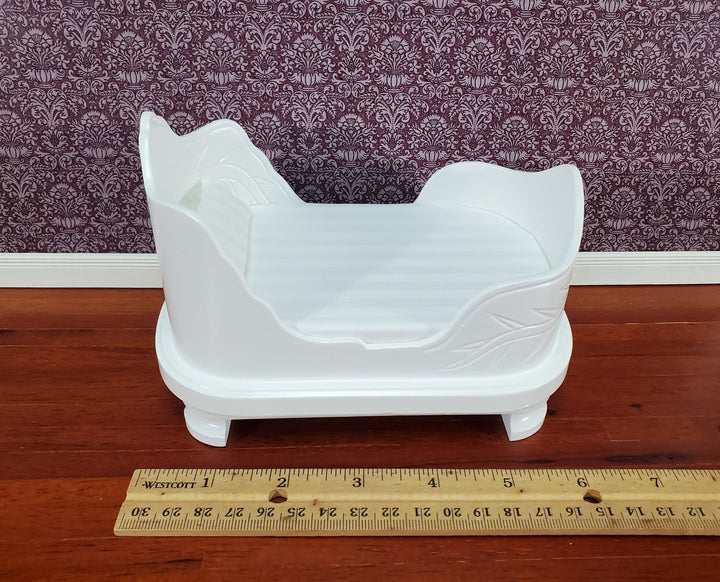 Dollhouse "Belter" Curved Bed White Finish Large 1:12 Scale Miniature Furniture