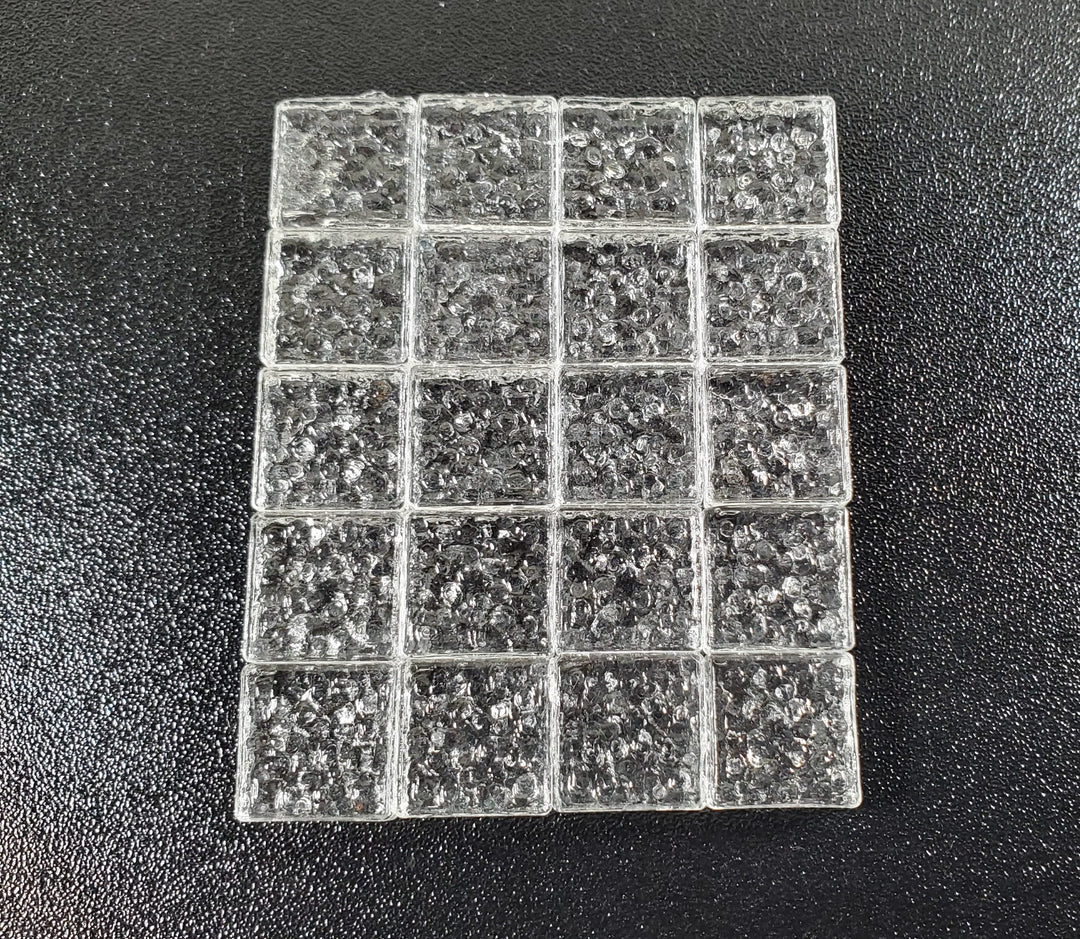 Miniature Glass Blocks 20 pc 1/2" Square x 3/16" Thick Mosaics Dollhouses Crafts