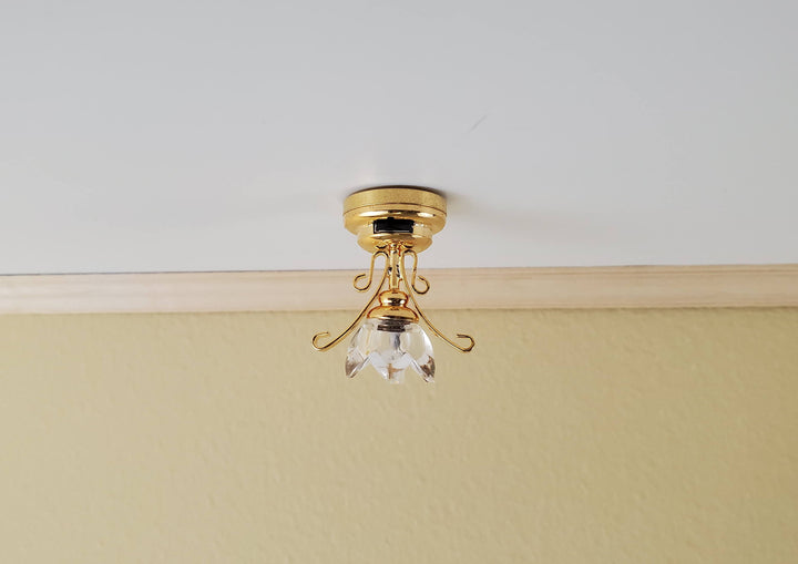 Dollhouse Miniature Battery Light Hanging Ceiling Lily Flower Lamp 1:12 Scale