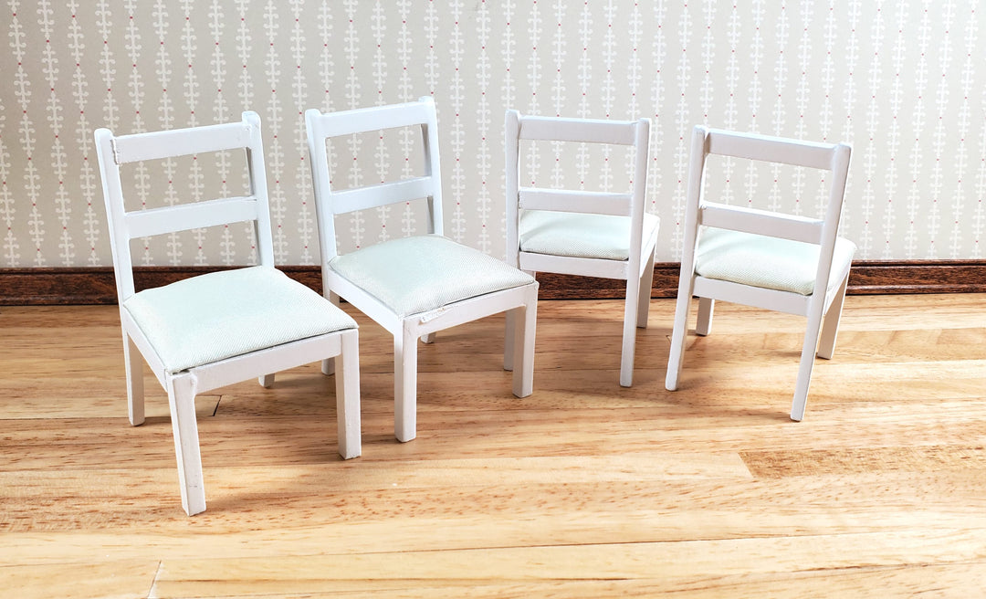 Dollhouse Table with 4 Chairs White 1:12 Scale Dining Room Miniatures Furniture
