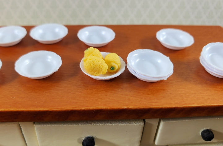 Dollhouse Soup Bowls Chrysnbon Scalloped Edge x12 White Plastic Small 1:12 Scale