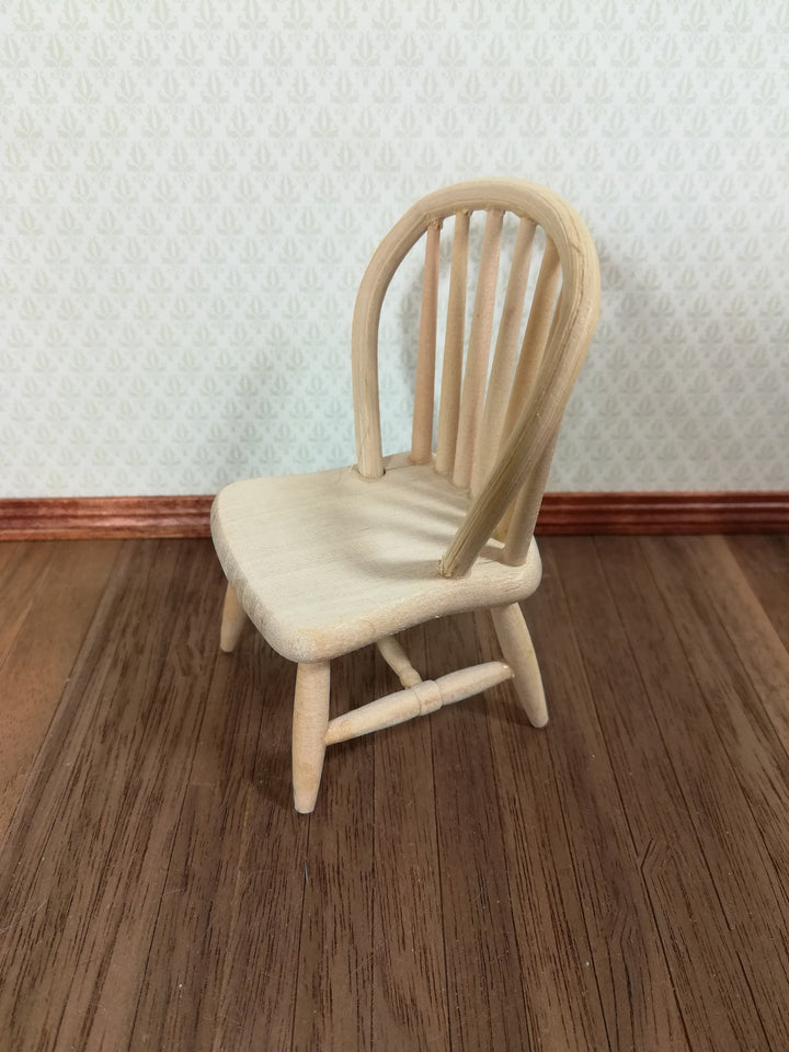 Dollhouse Miniature Windsor Spindle Back Kitchen Chair Unfinished Wood 1:12 Scale