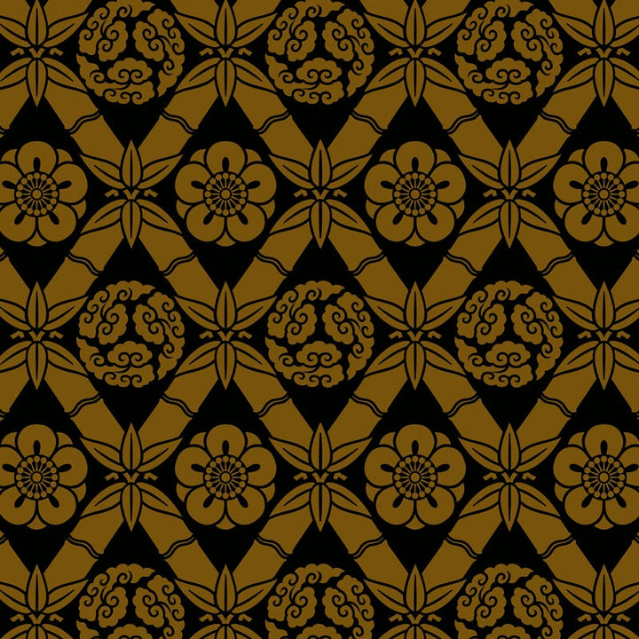 Dollhouse Wallpaper Kuraudo Japanese Style Black Gold Bradbury & Bradbury 1:12 Scale