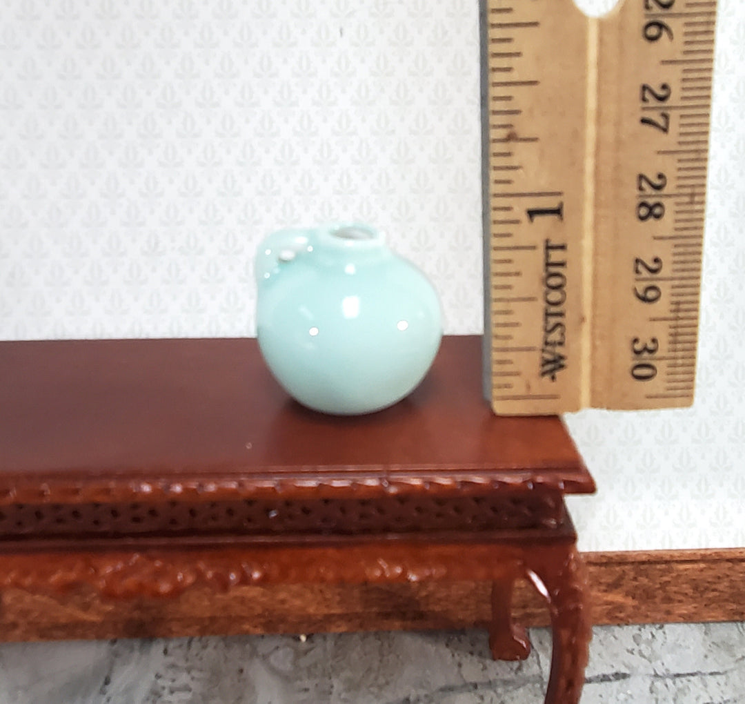 Dollhouse Jug with Handle Sea Green Ceramic Crock 1" 1:12 Scale Miniature Accessory