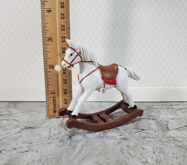 Dollhouse Rocking Horse Large Cast Resin 1:12 Scale Toy for Nursery or Kids Bedroom