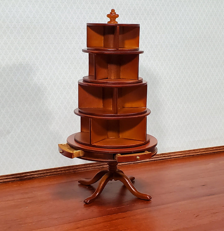 Miniature Revolving Bookcase Round Circular 1:12 Scale Dollhouse Furniture Library