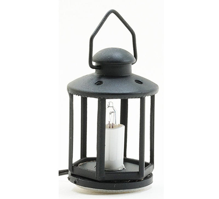 Dollhouse Miniature Black Lantern Light Candle 12 Volt with Plug 1:12 Scale Lighting