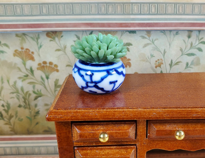 Dollhouse Succulent Plant in a Ceramic Decorative Planter 1:12 Scale Miniature Prop