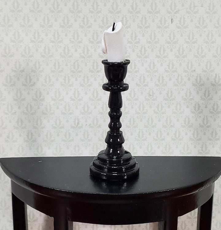 Dollhouse Tall Candlestick Black Finish Miniature Decor Use in 1:12 or 1/6 Scale Settings