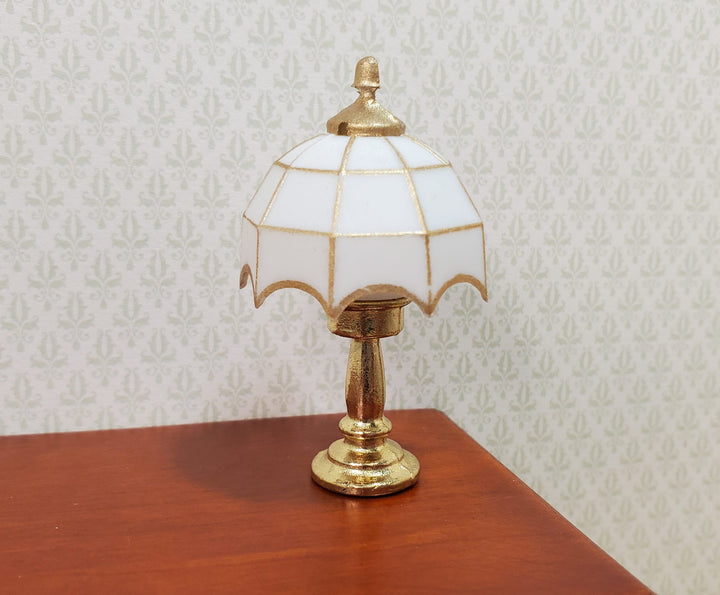 NON-Working Dollhouse Table Lamp White & Gold 1:12 Scale Miniature