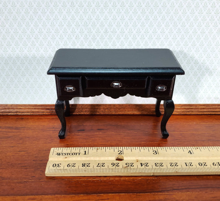 Dollhouse Miniature Vanity Desk with Drawers Wood Black Finish 1:12 Scale Furniture