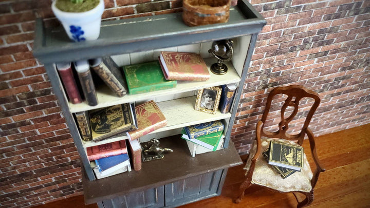 Dollhouse Miniature Book Set x10 Antique Style Set #2 1:12 Scale (blank inside)